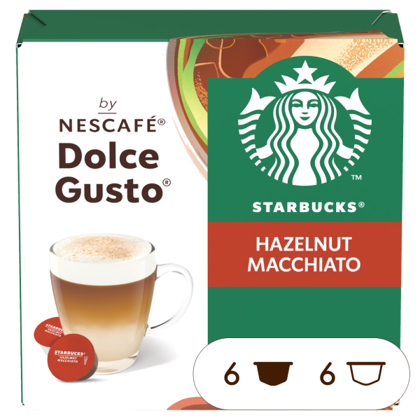 Pohľad spredu na škatuľku Starbucks® Hazelnut Macchiato