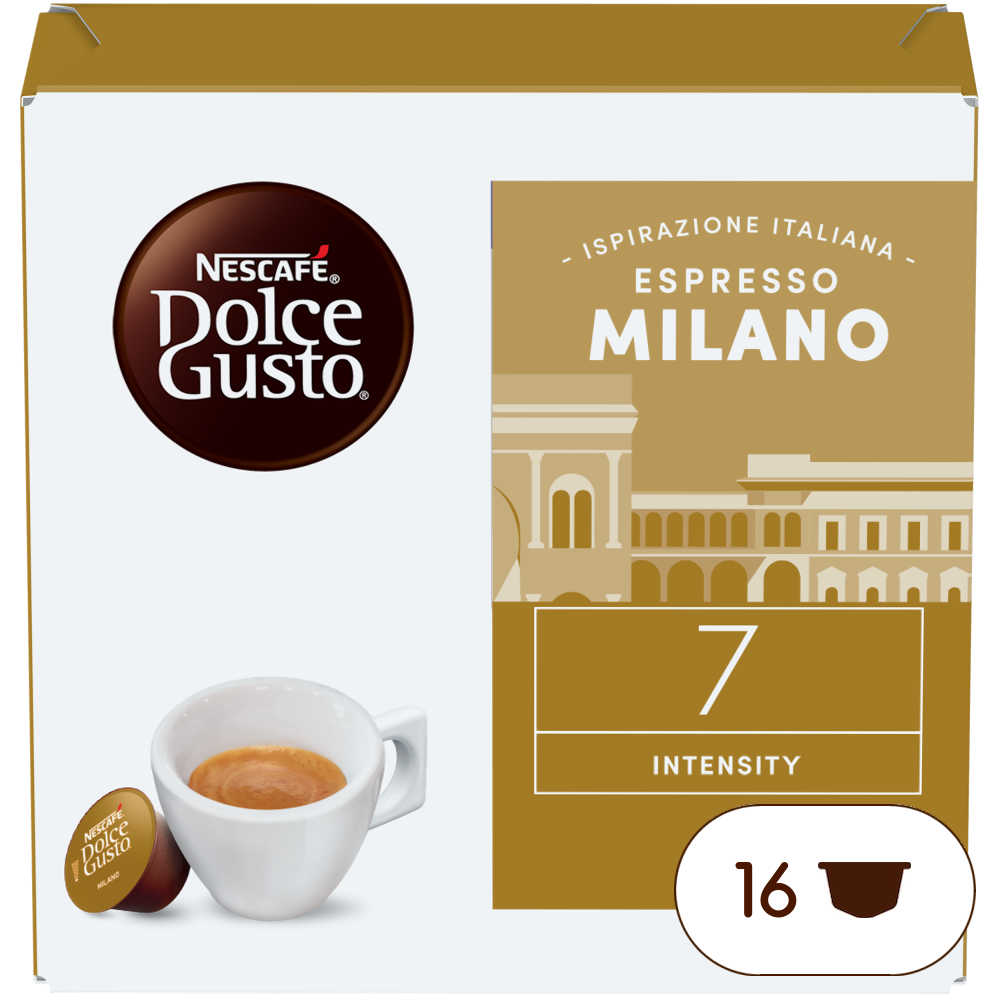 Pack of 16 Espresso Milano NESCAFÉ® Dolce Gusto® coffee pods Pack of 16 Espresso Milano NESCAFÉ® Dolce Gusto® coffee pods