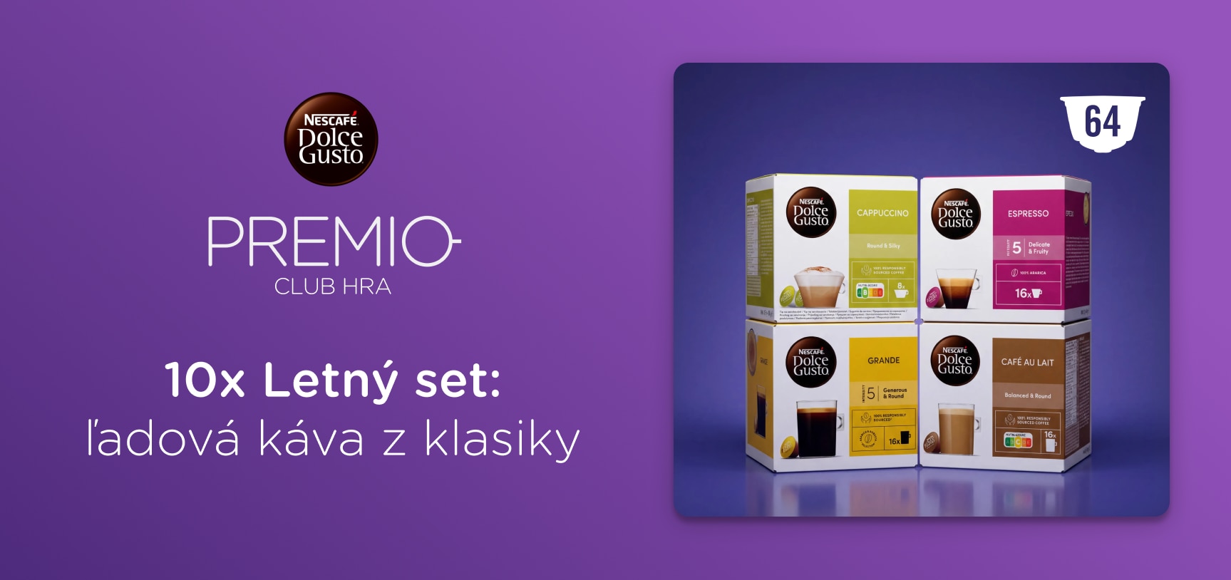  Hráme o 10x Letný set: ľadová káva z klasiky (64 kapsúl)